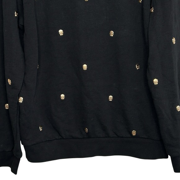 Zara Skull Studded Crewneck Sweatshirt Med Whimsigoth Rock Festival Punk Black - Picture 5 of 10